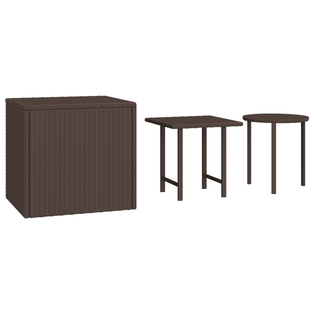 vidaXL Beistelltische 3 Stk. Braun Poly Rattan