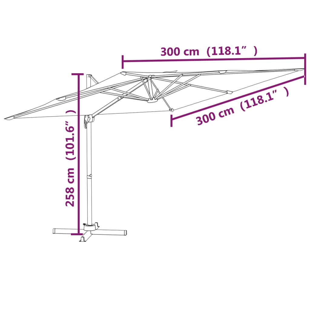 vidaXL Ampelschirm mit Aluminium-Mast 300x300 cm Grün