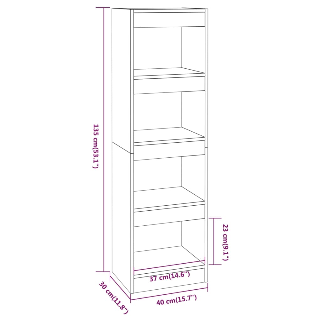 vidaXL Bücherregal/Raumteiler Betongrau 40x30x135 cm