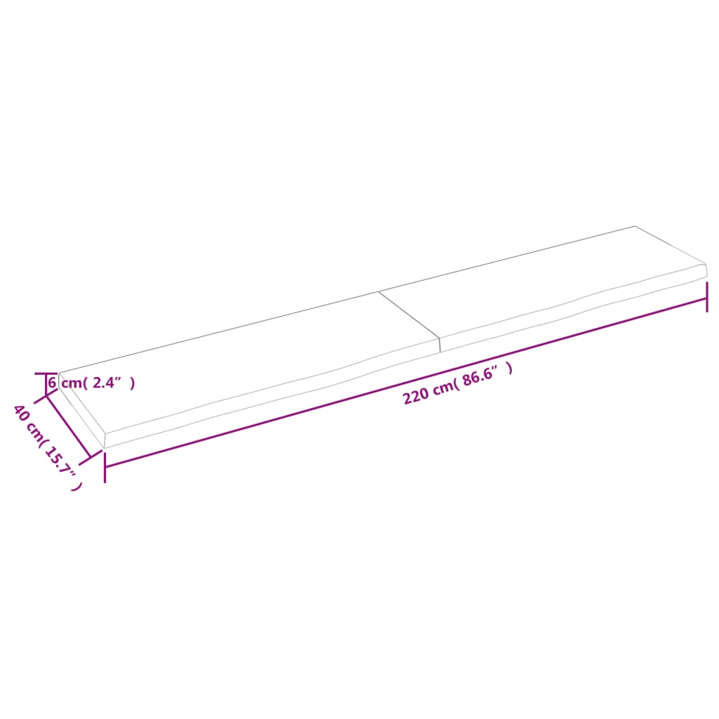 vidaXL Wandregal Hellbraun 220x40x(2-6) cm Massivholz Eiche Behandelt