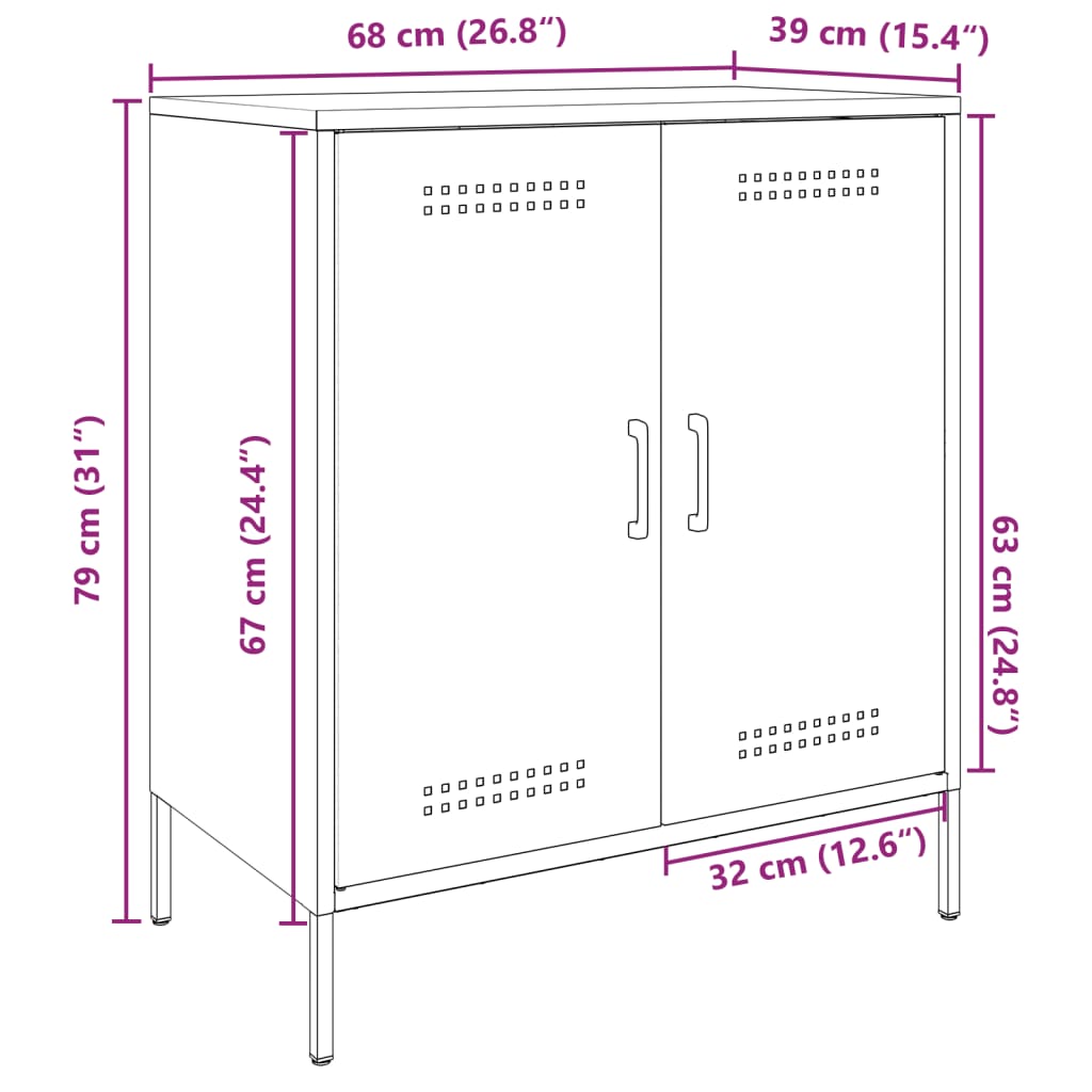 vidaXL Sideboard Schwarz 68x39x79 cm Stahl