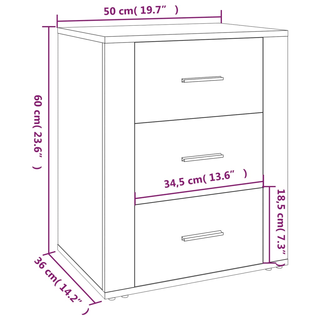 vidaXL Nachttisch Hochglanz-Weiß 50x36x60 cm Holzwerkstoff