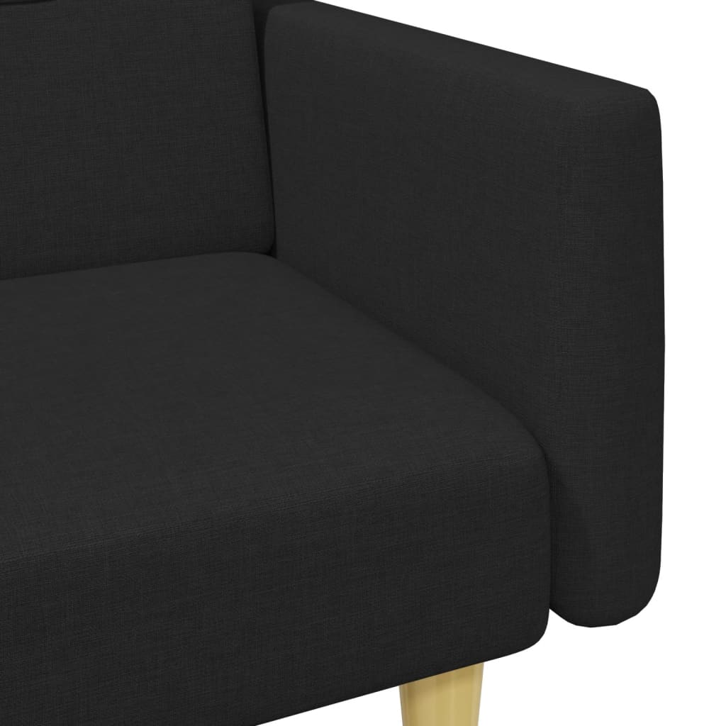 vidaXL Schlafsofa 2-Sitzer mit Fußhocker Schwarz Stoff