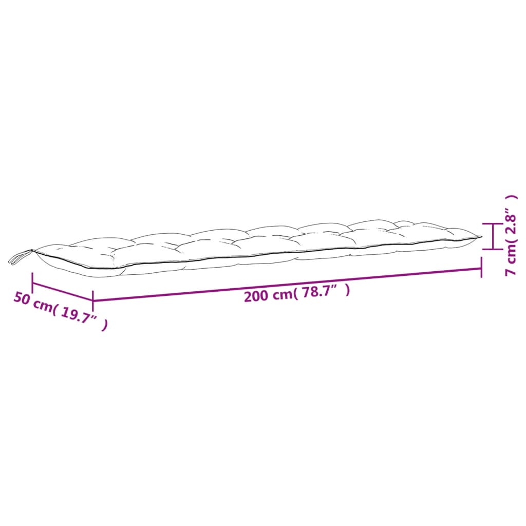 vidaXL Gartenbank-Auflage Weinrot 200x50x7 cm Oxford-Gewebe