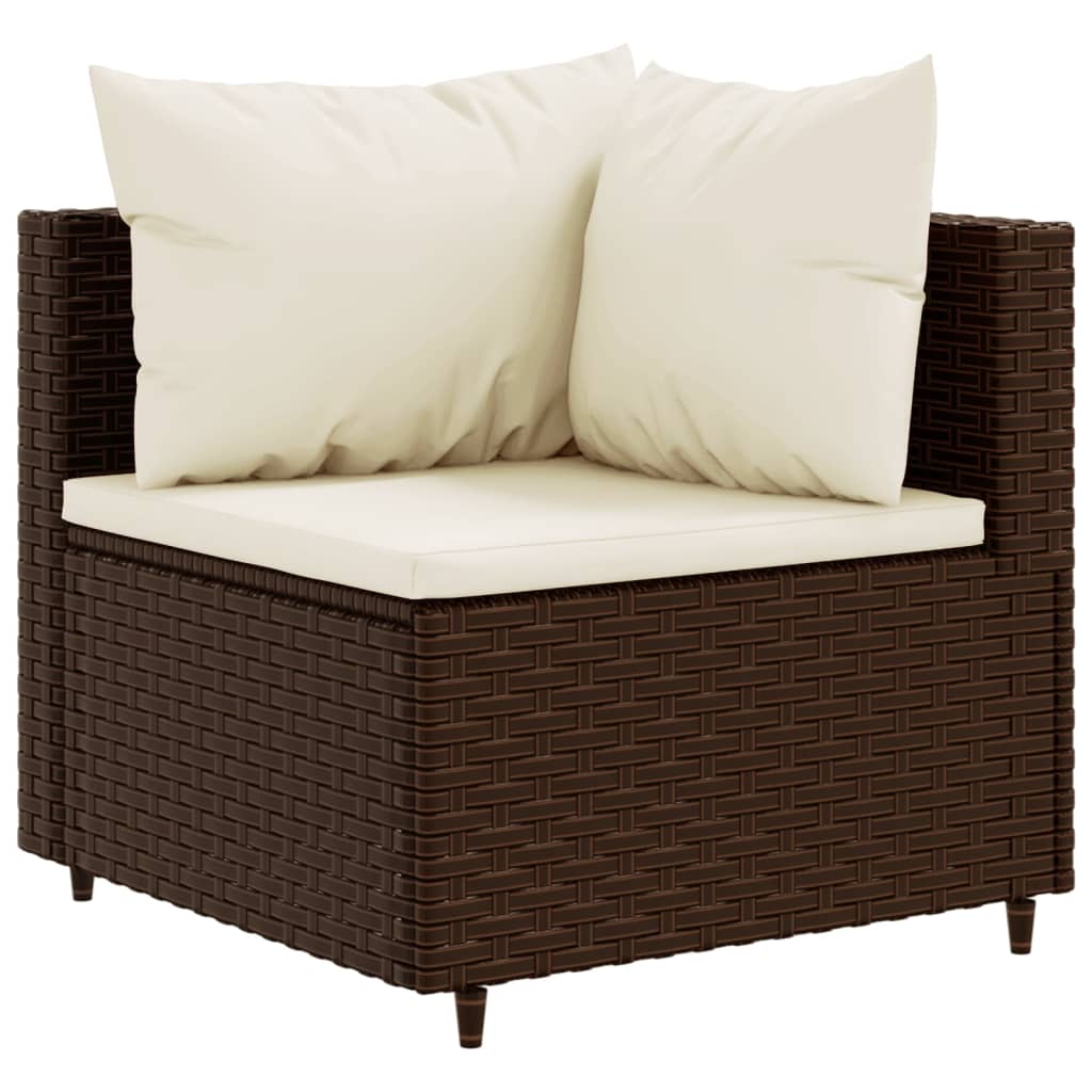 vidaXL 7-tlg. Garten-Lounge-Set mit Kissen Braun Poly Rattan