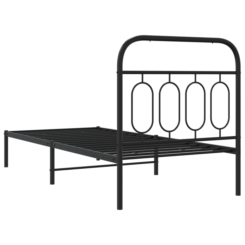 vidaXL Bettgestell mit Kopfteil Metall Schwarz 90x190 cm