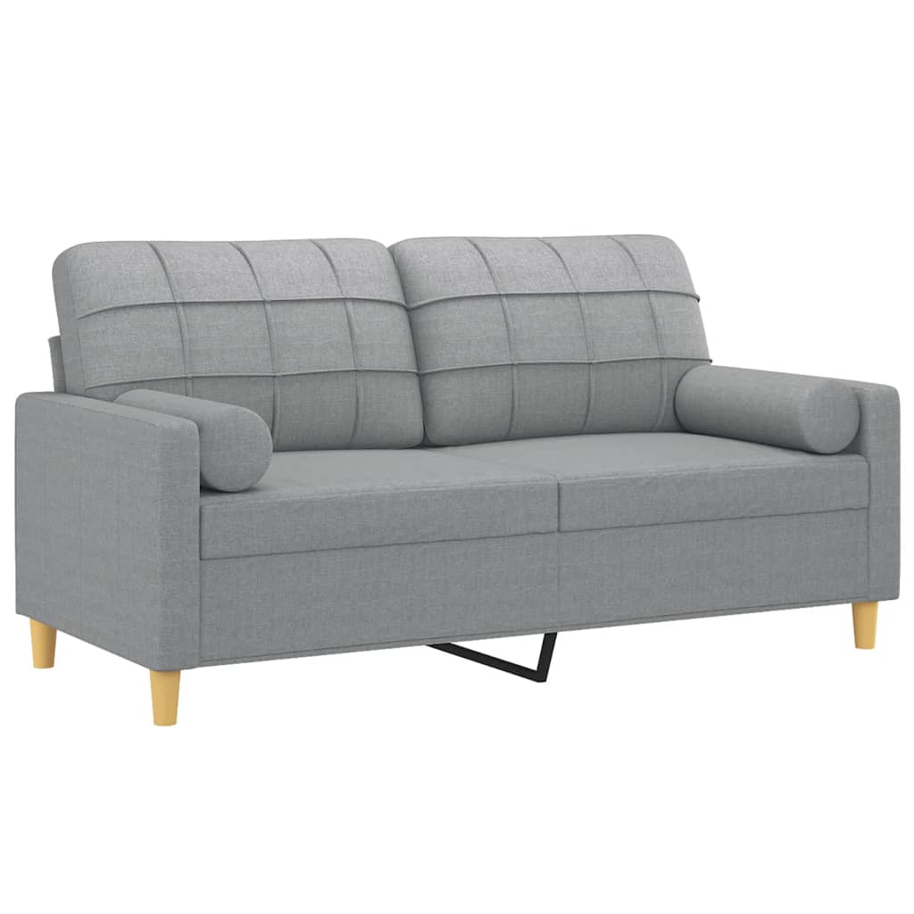 vidaXL 2-Sitzer-Sofa mit Zierkissen Hellgrau 140 cm Stoff