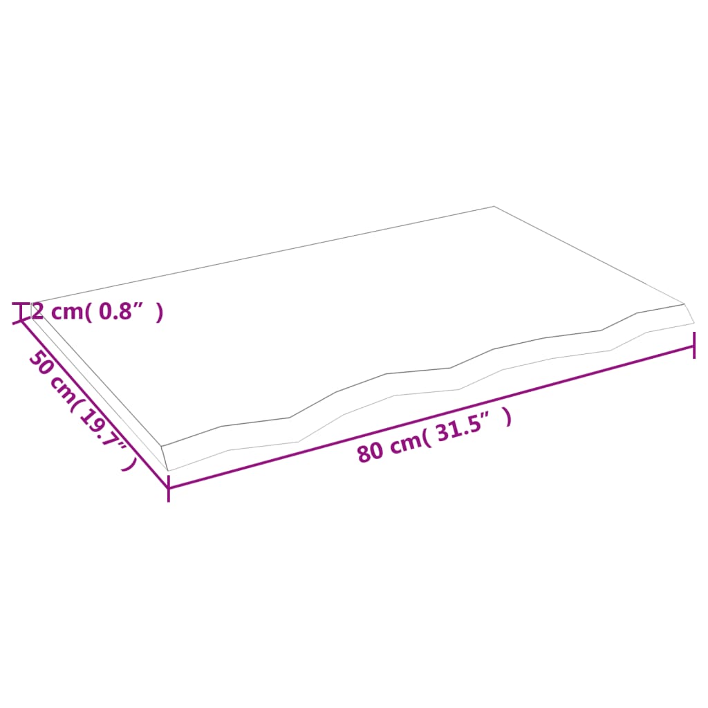 vidaXL Waschtischplatte 80x50x2 cm Massivholz Unbehandelt