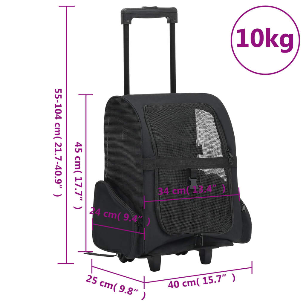 vidaXL Trolley für Haustiere 3-in-1 Faltbar Schwarz