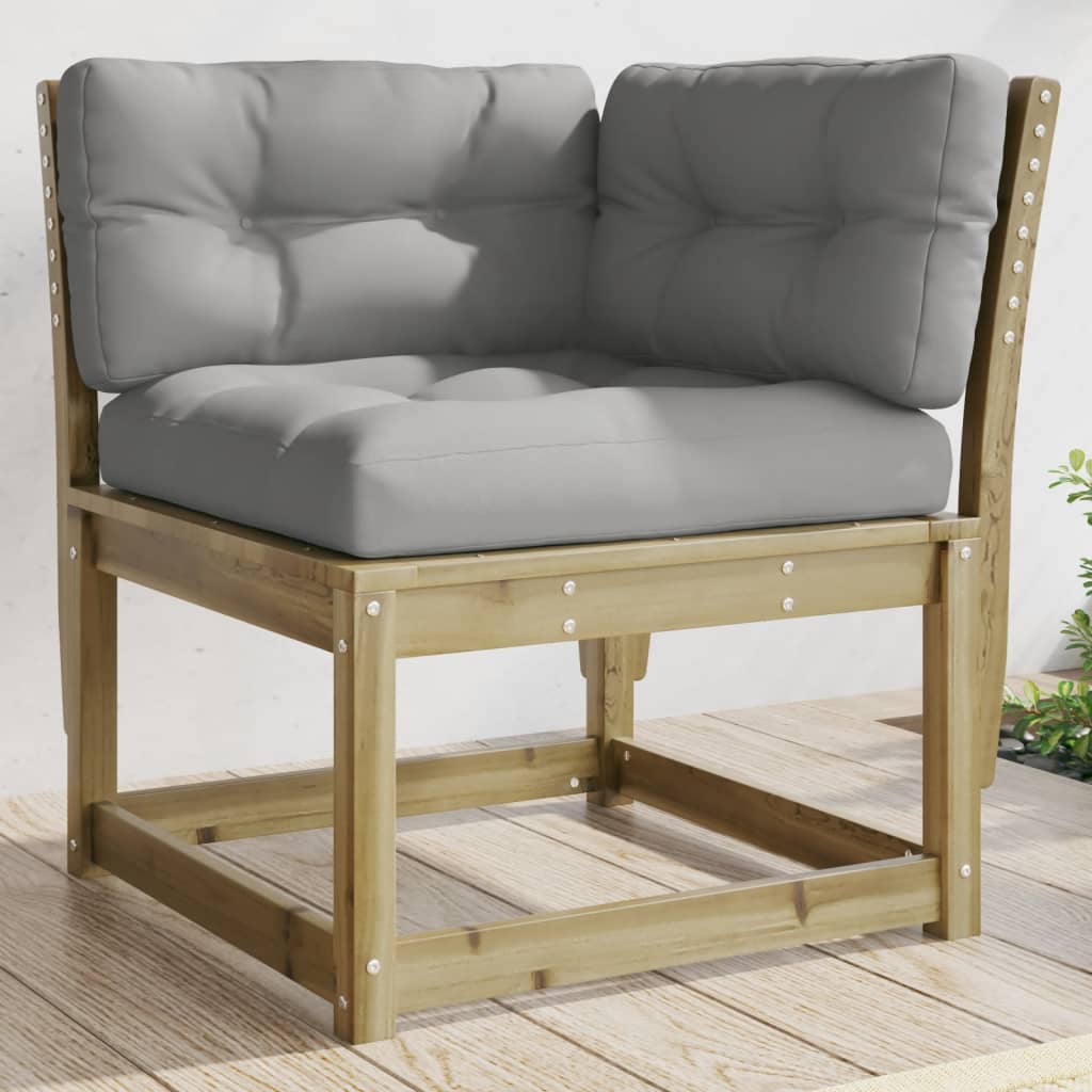 vidaXL Garten-Ecksofa mit Kissen 73x73x78 cm Kiefernholz Imprägniert