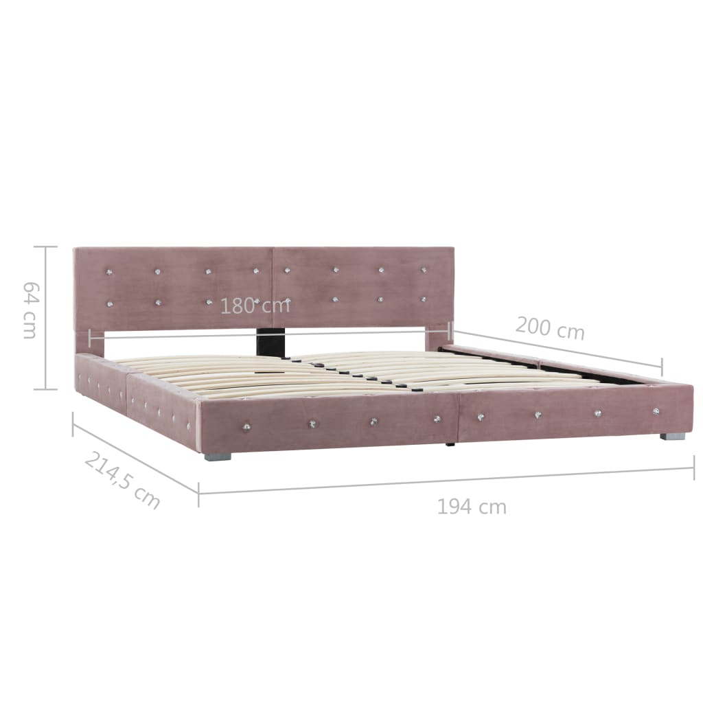 vidaXL Bett mit Memory-Schaum-Matratze Rosa Samt 180x200cm