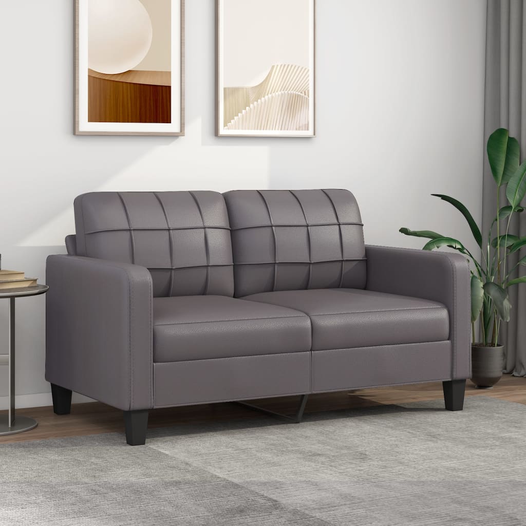 vidaXL 2-Sitzer-Sofa Grau 140 cm Kunstleder