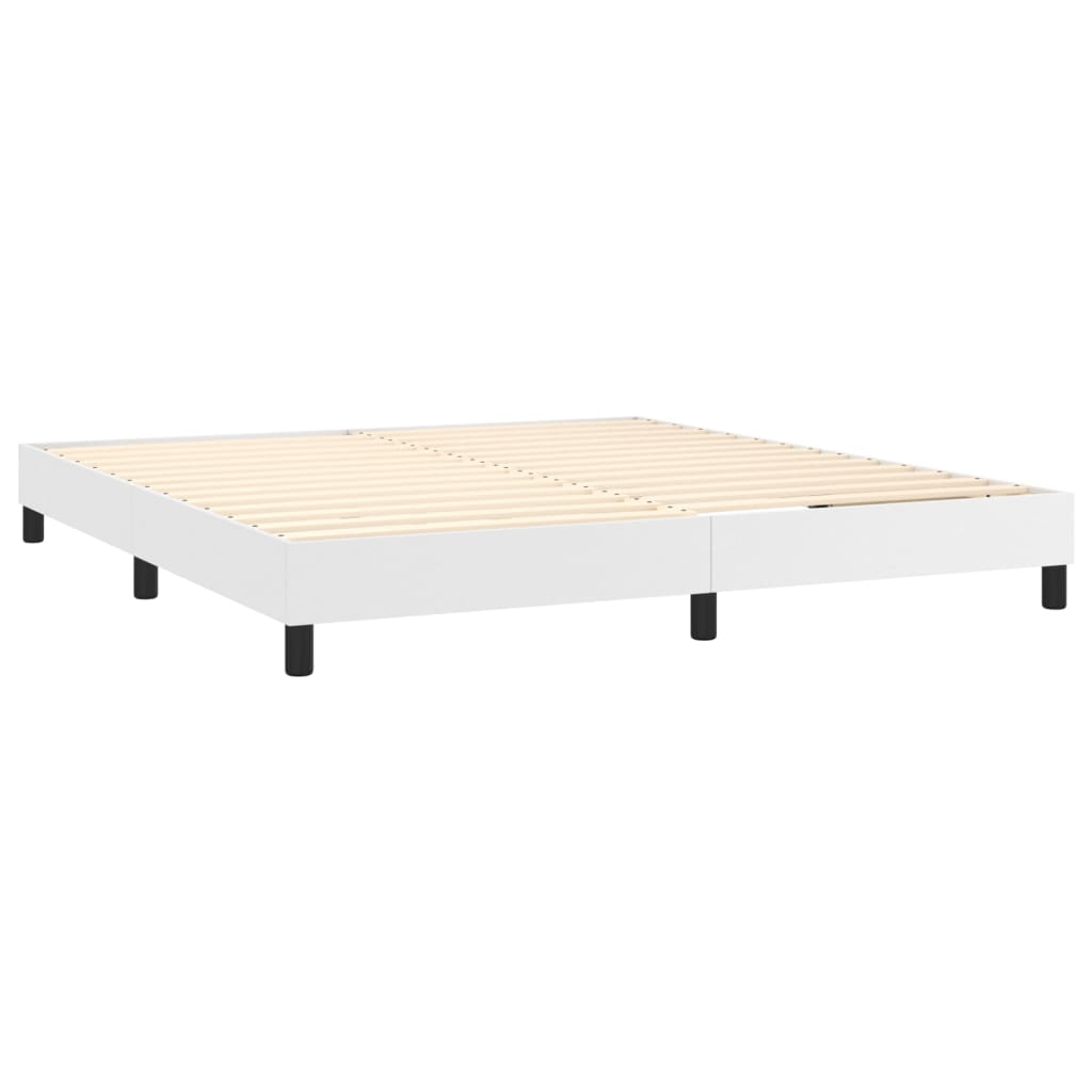 vidaXL Boxspringbett mit Matratze & LED Weiß 180x200 cm Kunstleder