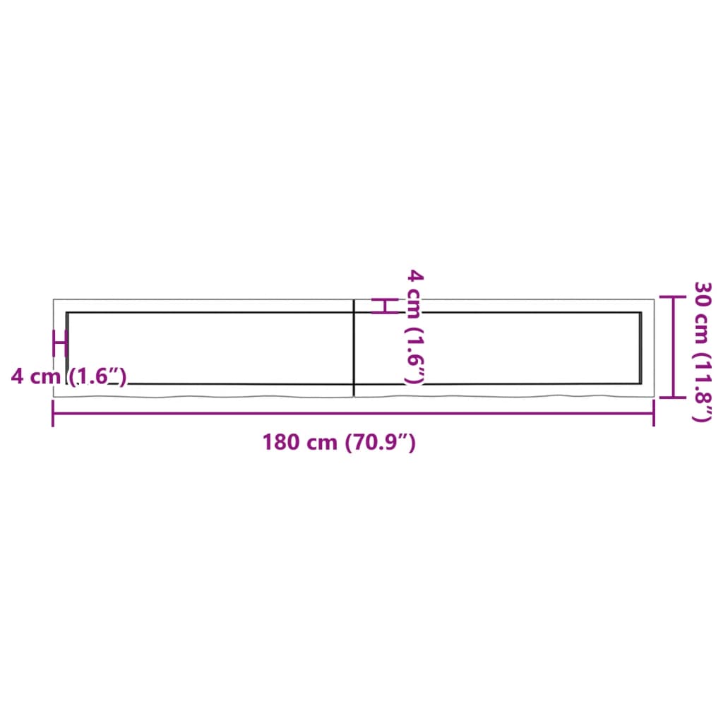 vidaXL Waschtischplatte Hellbraun 180x30x(2-4) cm Massivholz Behandelt