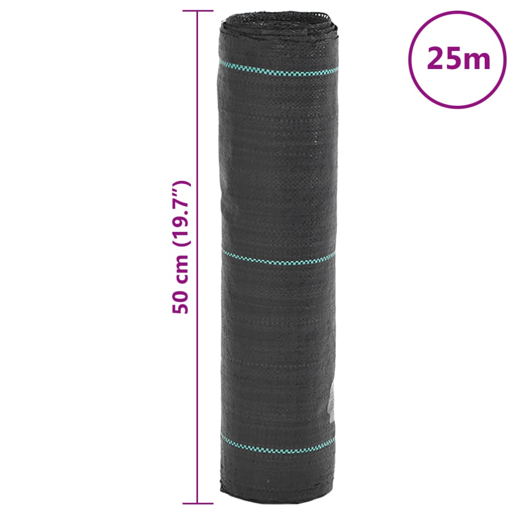 vidaXL Unkrautvlies Schwarz 0,5x25 m PP