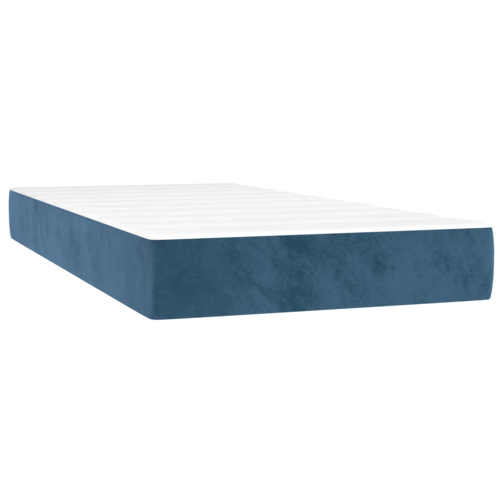 vidaXL Boxspringbett mit Matratze & LED Dunkelblau 200x200 cm Samt