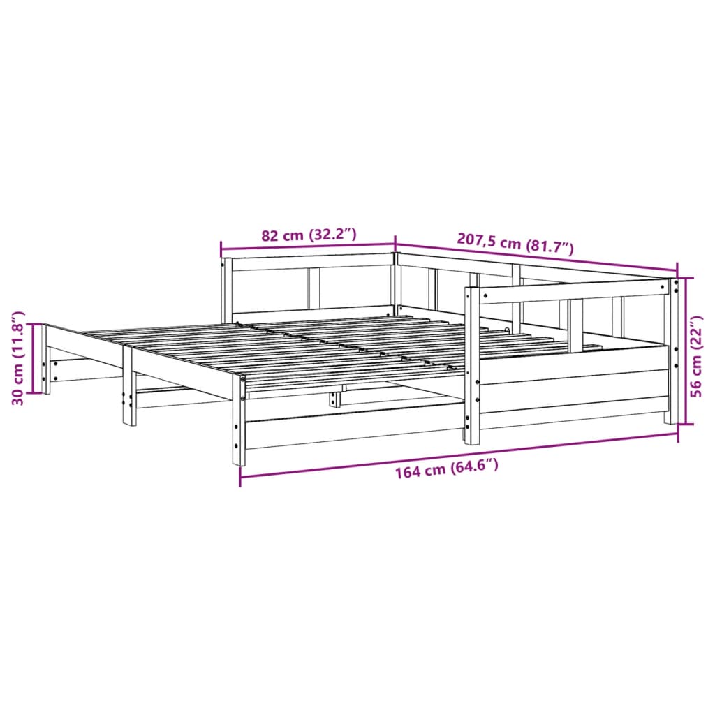 vidaXL Tagesbett ohne Matratze Wachsbraun 80x200 cm Massivholz Kiefer