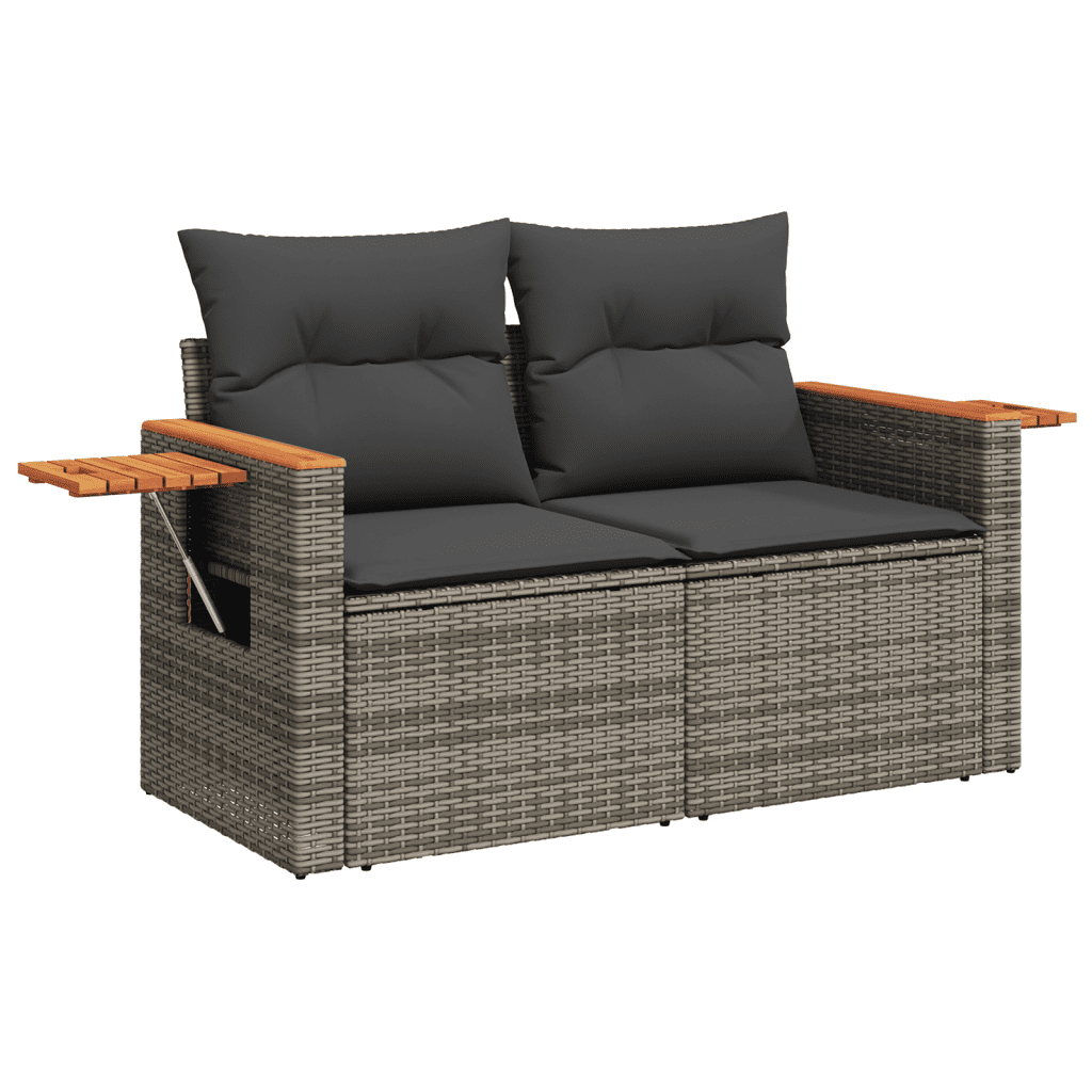 vidaXL 5-tlg. Garten-Sofagarnitur mit Kissen Grau Poly Rattan