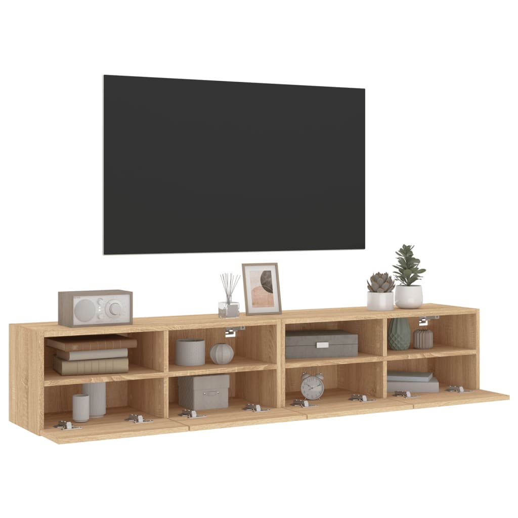 vidaXL TV-Wandschränke 2 Stk. Sonoma-Eiche 80x30x30 cm Holzwerkstoff