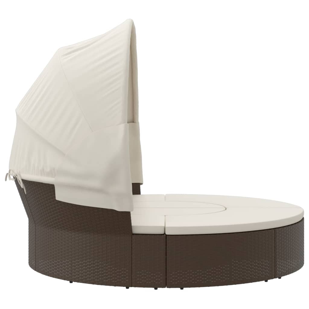 vidaXL Outdoor-Loungebett mit Dach und Kissen Schwarz Poly Rattan