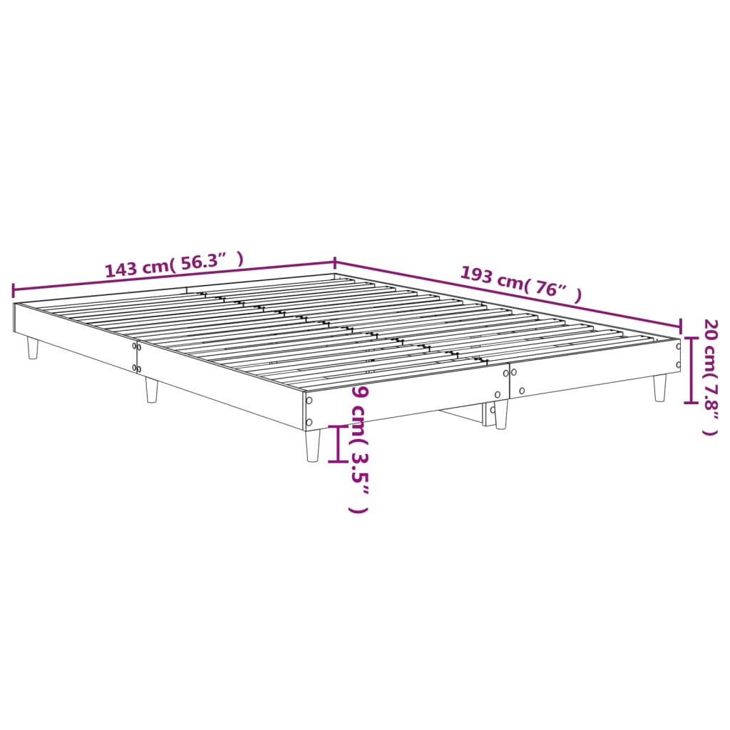 vidaXL Bettgestell ohne Matratze Sonoma-Eiche 140x190 cm Holzwerkstoff