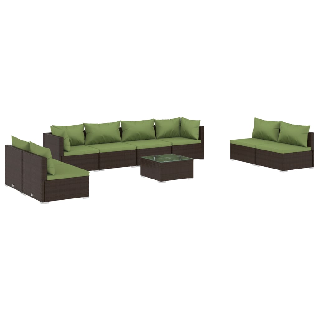 vidaXL 9-tlg. Garten-Lounge-Set mit Kissen Poly Rattan Braun