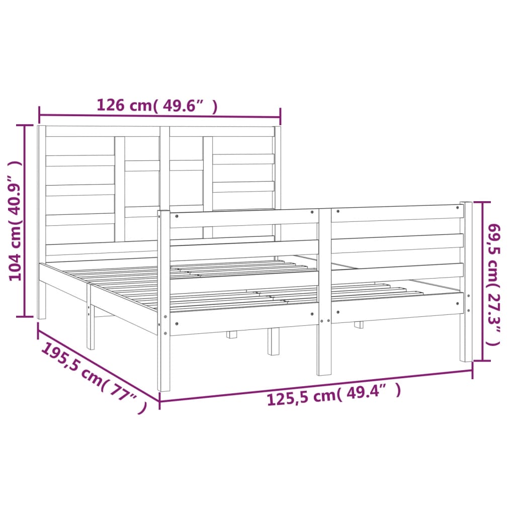 vidaXL Massivholzbett Weiß 120x190 cm