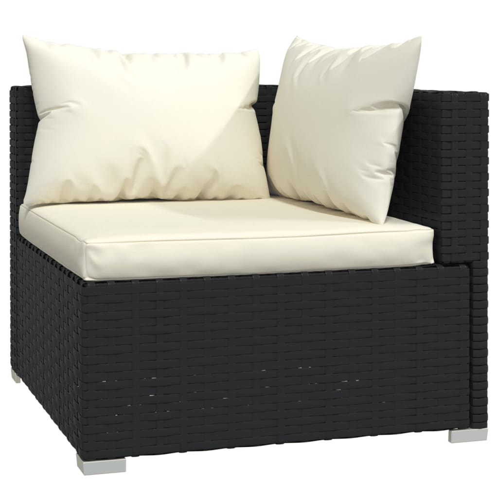 vidaXL 8-tlg. Garten-Lounge-Set mit Kissen Poly Rattan Schwarz