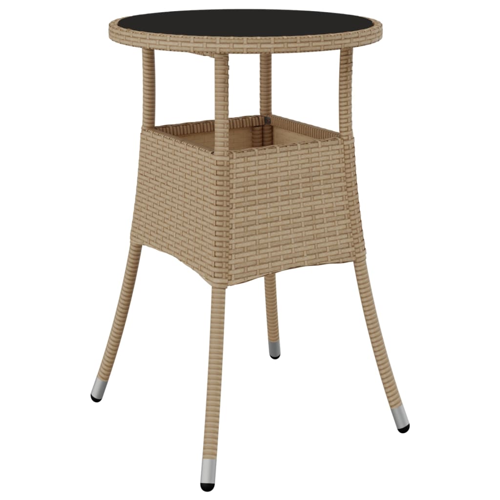 vidaXL 3-tlg. Garten-Essgruppe mit Kissen Beige Poly Rattan und Glas