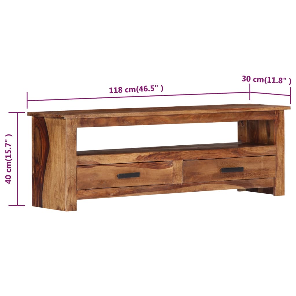 vidaXL TV-Schrank 118x30x40 cm Massivholz