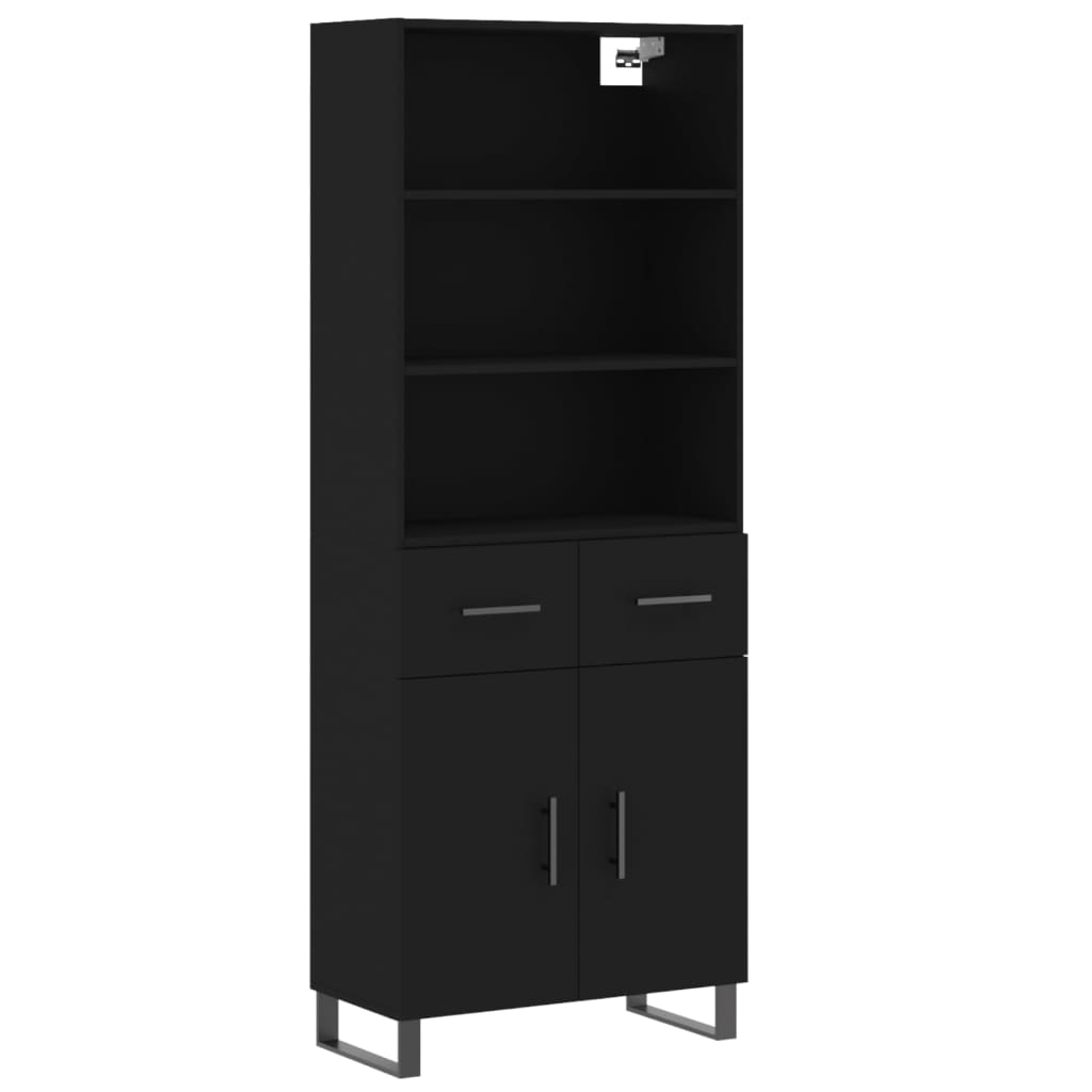 vidaXL Highboard Schwarz 69,5x34x180 cm Holzwerkstoff