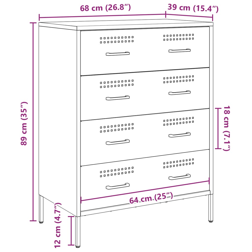 vidaXL Sideboard Schwarz 68x39x89 cm Stahl