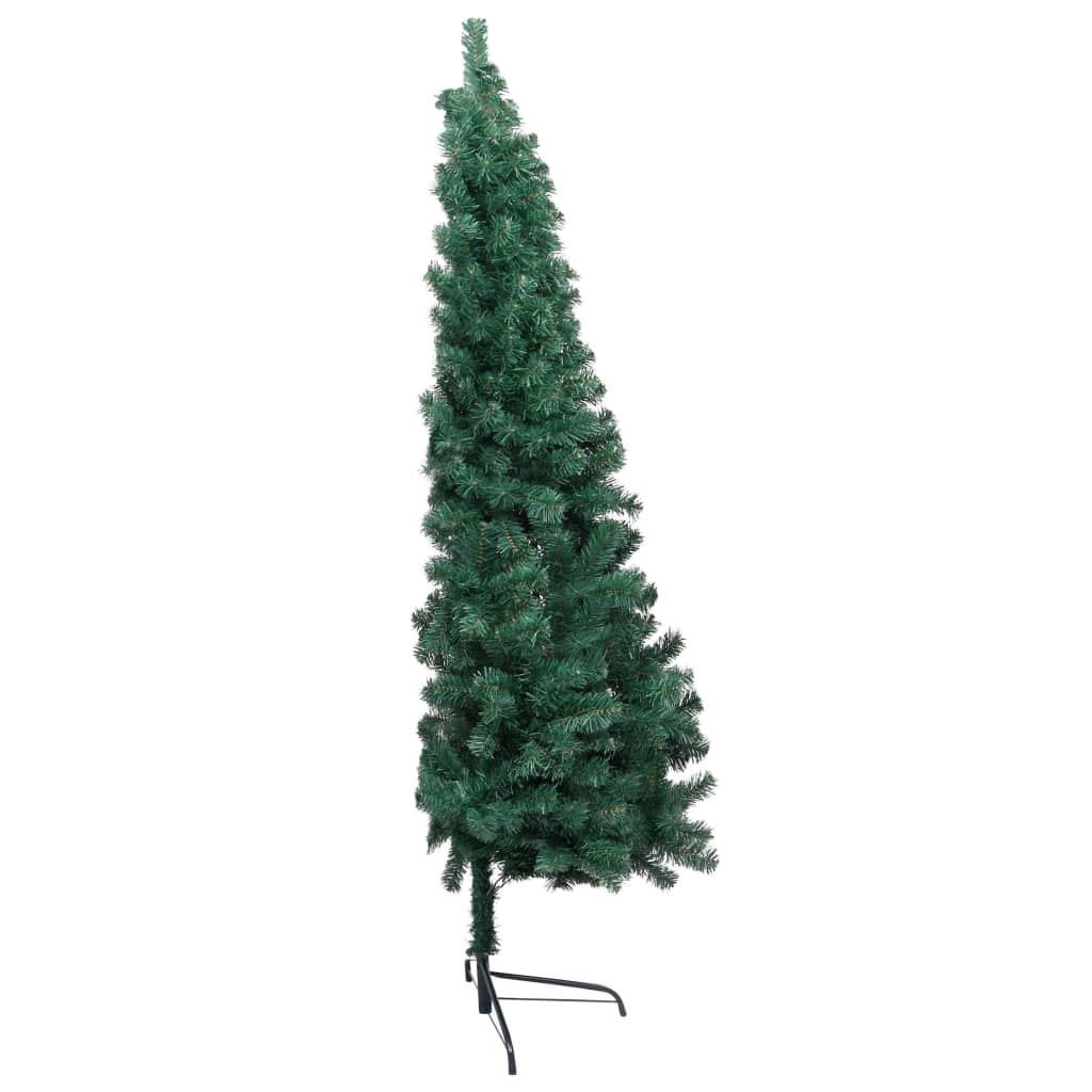 vidaXL Künstlicher Halb-Weihnachtsbaum Beleuchtung Kugeln Grün 150 cm