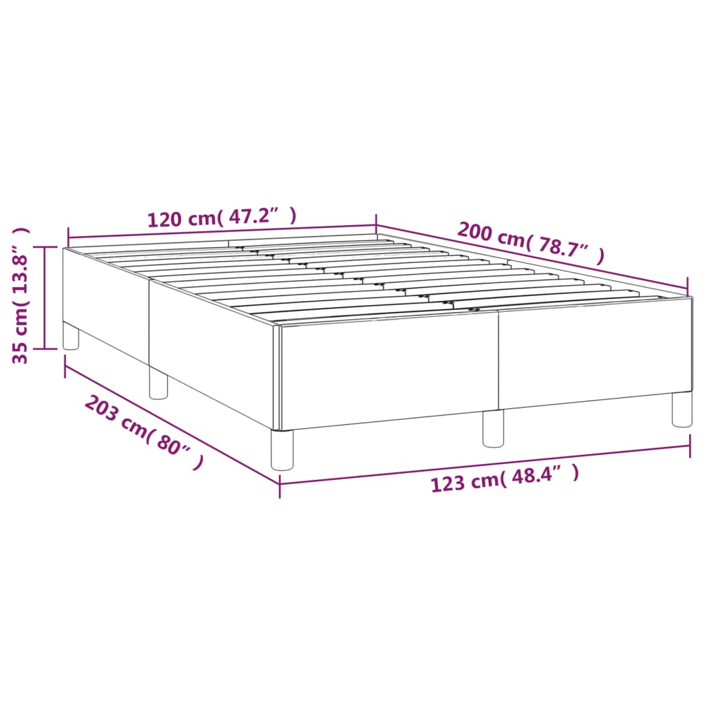 vidaXL Bettgestell Hellgrau 120x200 cm Samt