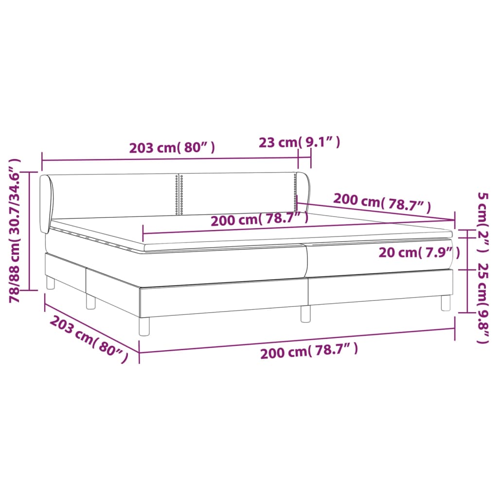 vidaXL Boxspringbett mit Matratze Creme 200x200 cm Kunstleder