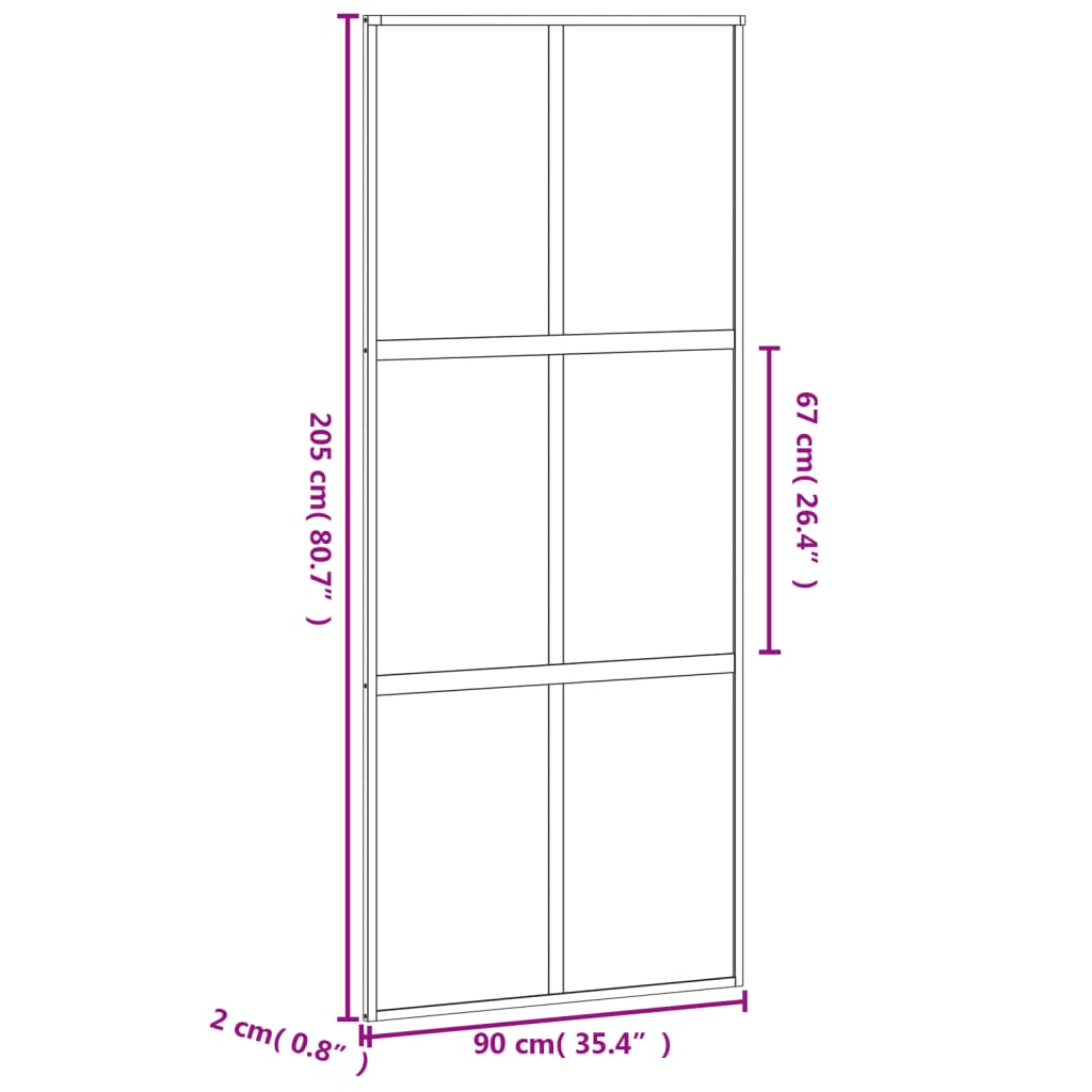 vidaXL Schiebetür Schwarz 90x205 cm Hartglas und Aluminium