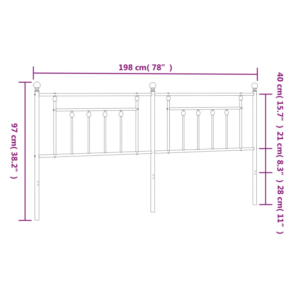 vidaXL Kopfteil Metall Weiß 193 cm