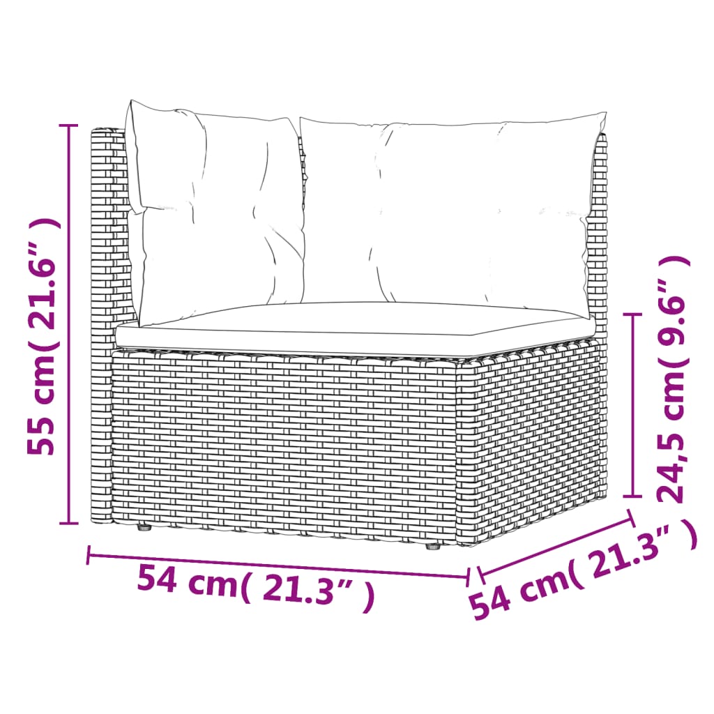 vidaXL 9-tlg. Garten-Lounge-Set mit Kissen Grau Poly Rattan