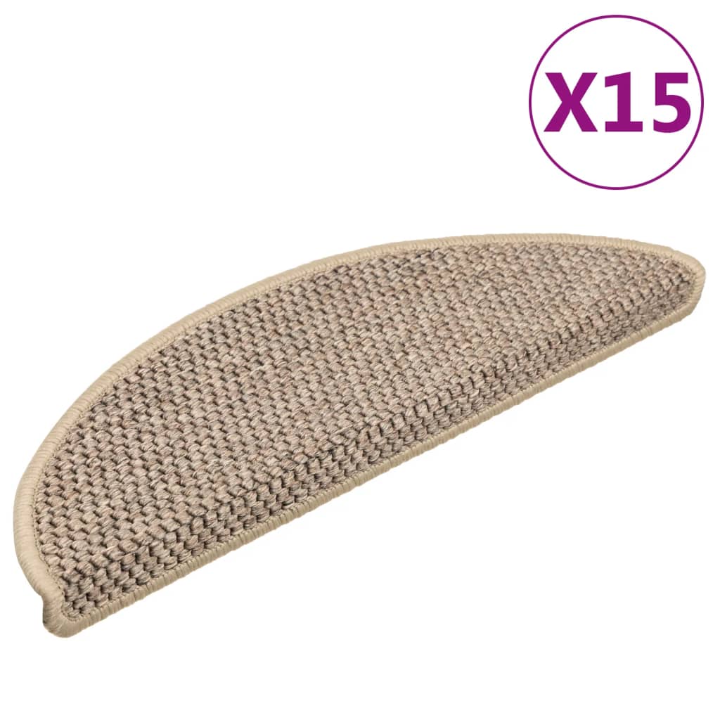 vidaXL Treppenmatten Selbstklebend Sisal 15 Stk. 56x17x3cm Dunkelbeige