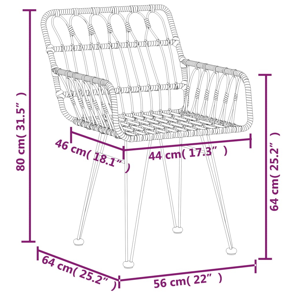 vidaXL 7-tlg. Garten-Essgruppe Poly Rattan