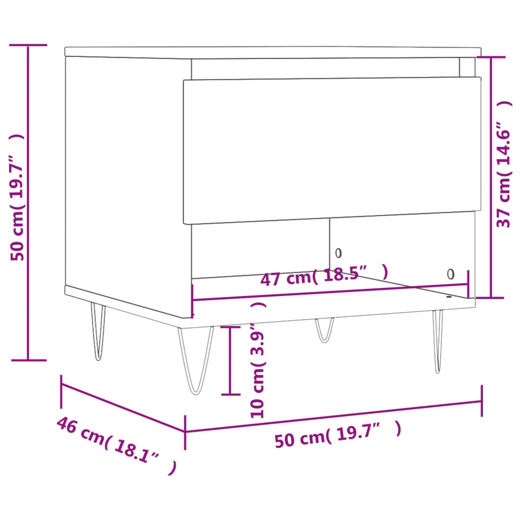 vidaXL Couchtische 2 Stk. Hochglanz-Weiß 50x46x50 cm Holzwerkstoff