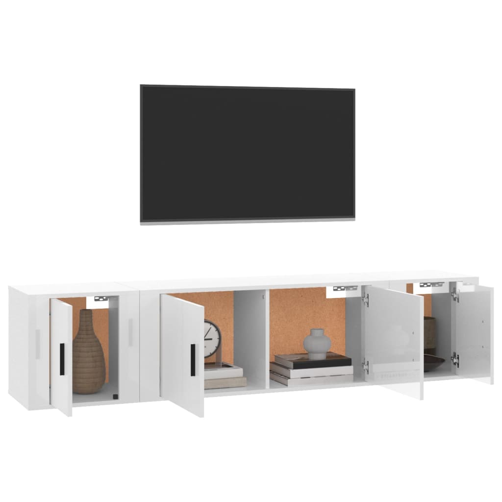 vidaXL 3-tlg. TV-Schrank-Set Hochglanz-Weiß Holzwerkstoff