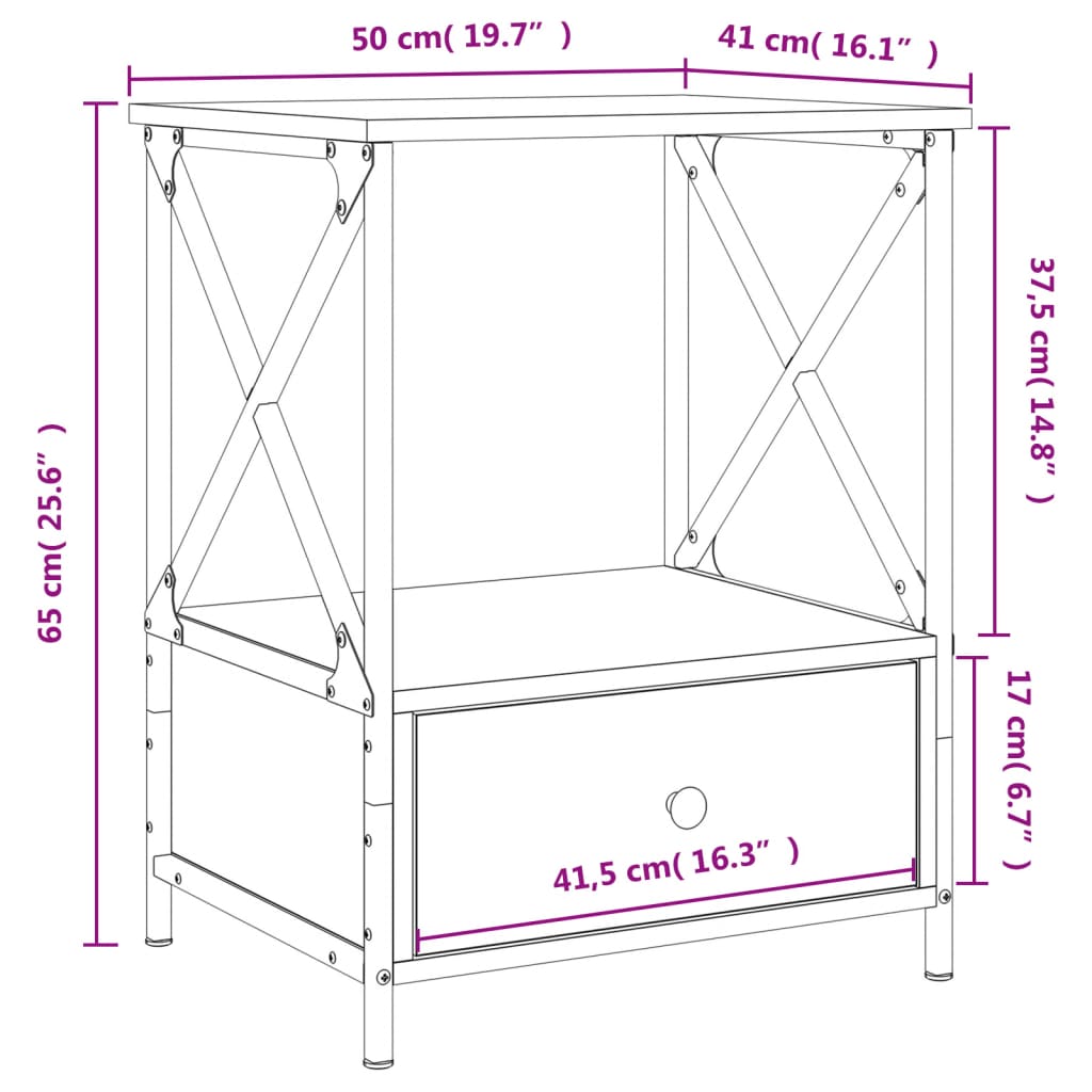 vidaXL Nachttisch Schwarz 50x41x65 cm Holzwerkstoff