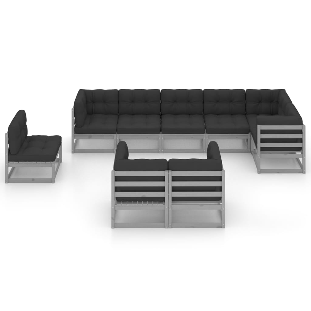 vidaXL 9-tlg. Garten-Lounge-Set mit Kissen Massivholz Kiefer