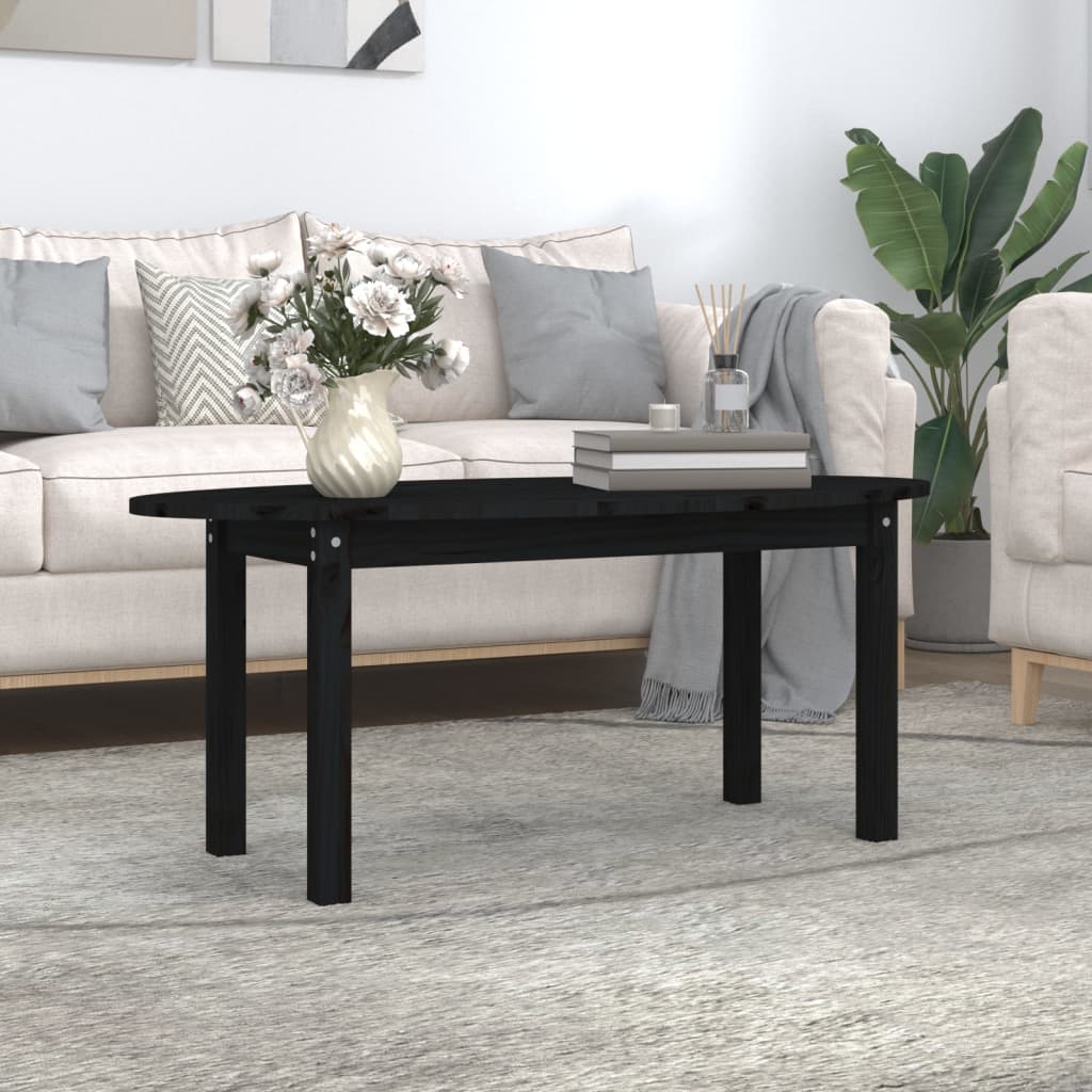 vidaXL Couchtisch Schwarz 110x55x45 cm Massivholz Kiefer