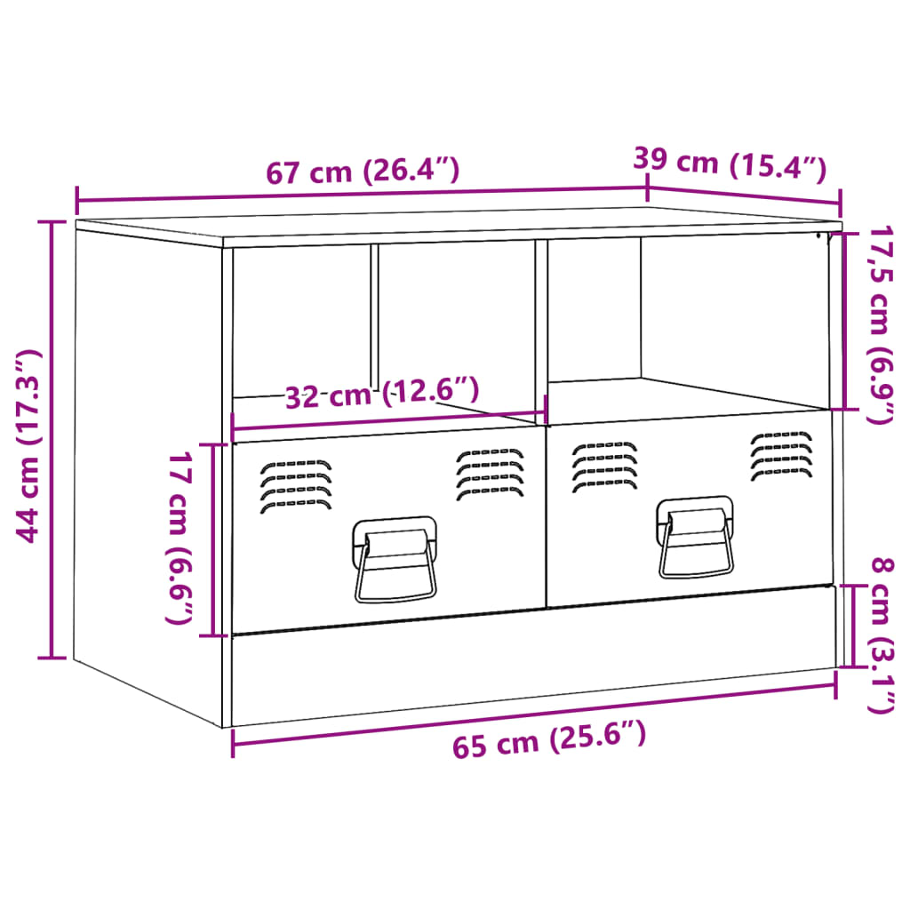 vidaXL TV-Schrank Senfgelb 67x39x44 cm Stahl