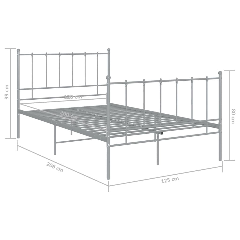 vidaXL Bett Grau Metall 120x200 cm