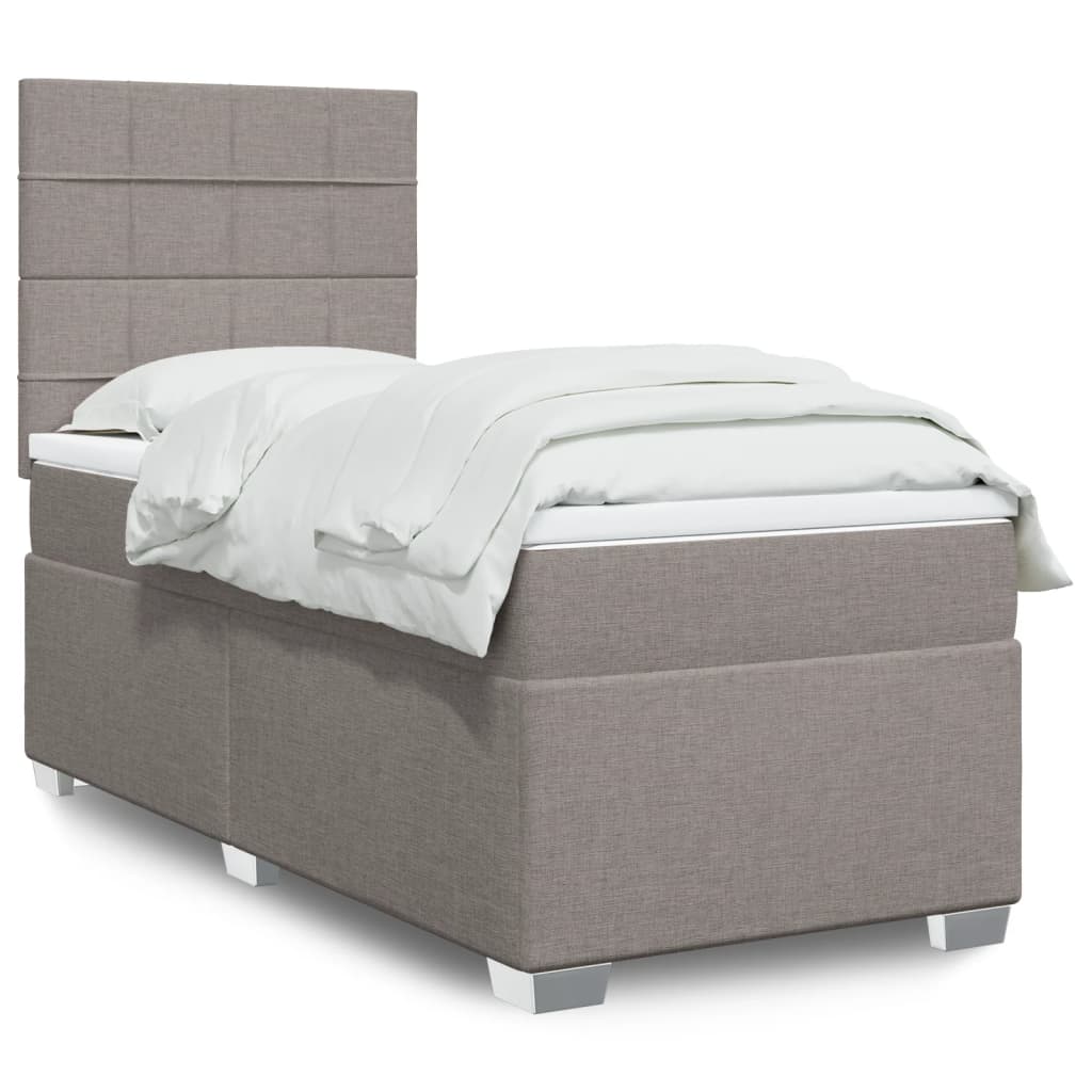 vidaXL Boxspringbett mit Matratze Taupe 80x200 cm Stoff