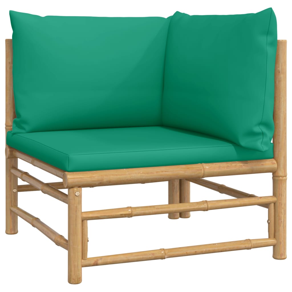 vidaXL 6-tlg. Garten-Lounge-Set mit Grünen Kissen Bambus