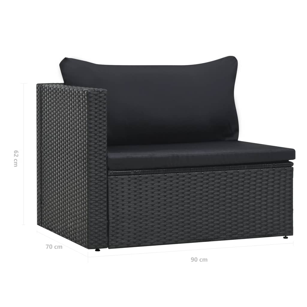 vidaXL 5-tlg. Garten-Lounge-Set mit Auflagen Poly Rattan Schwarz